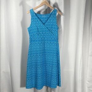 Blue Sleeveless Patterned Dress